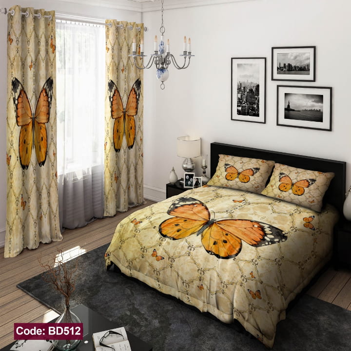 روتختی طرح پروانه کرم رنگ | کالای سفارشی